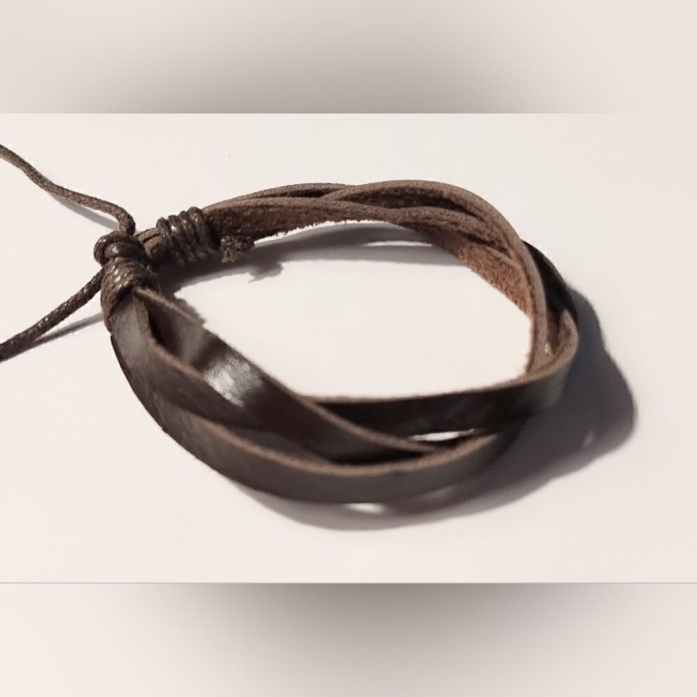 Men's bracelet leather‎ layered brown new d67